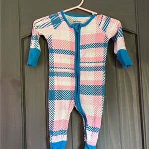 Newborn Pink and Blue Plaid Little Sleepies. 2020 print.